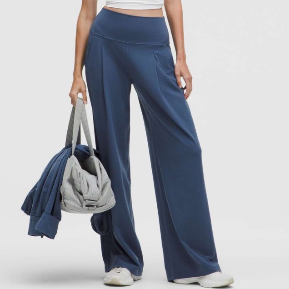 NWT Lululemon Align Palazzo Pant‎ Reg 32” Inseam Sz 14 Nulu Blue Twill Wide Leg